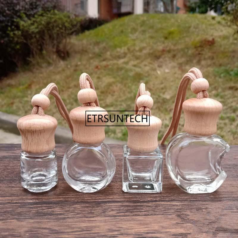 

100pcs Car Hanging Perfume Air Freshener Fragrance Diffuser Empty Glass Bottle Refillable Car-styling Essential Oil Bottle F2301