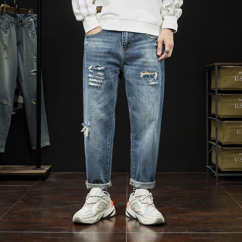 

126-1215 Jeans men's trousers Torn beggar's trousers men's small feet, Jkqm5663