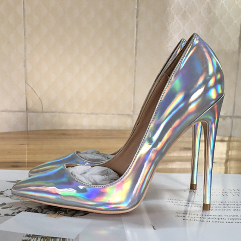 

Free Shipment the of Fashion Women's Silver Laser Bombs Pointed Patent Leather Toe High Heels Shoes 12 8 Cm Stiletto Td83, 33