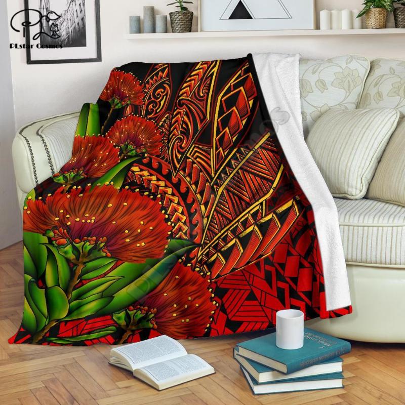 

Ohia Lehua Polynesian style Blanket 3D printed Sherpa Blanket on Bed Home Textiles Dreamlike HOME ACCESSORIES