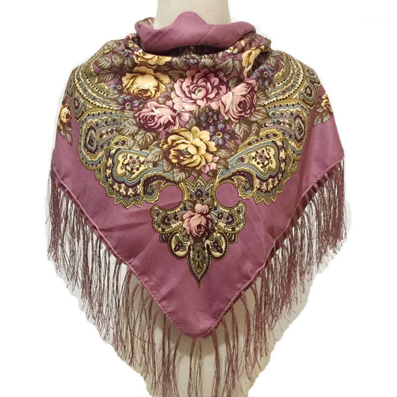 

Russian Big Size Square Scarf For Women National Floral Print Head Scarves Ladies Fringed Winter Scarf Blanket Cotton Shawl1