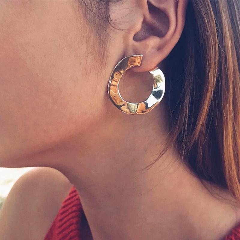 

New Fashion Jewelry Hoop Earring Sliver Gold Color Irregular Geometric Circle Earring for Women Girl Party Jewelry Gift Sales