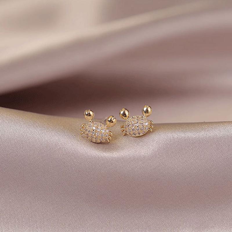 

Stud Aide 925 Sterling Silver Earrings Crab Simple Diamond Fashionable Wild Cute Zircon