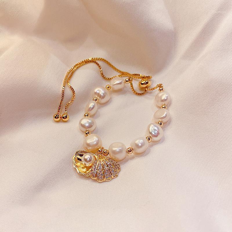 

Charm Bracelets Trendy Pearl Opal Rhinestone For Women Fashion Metal Gold Color Adjustable Chain Girls Wedding Jewelry Gift