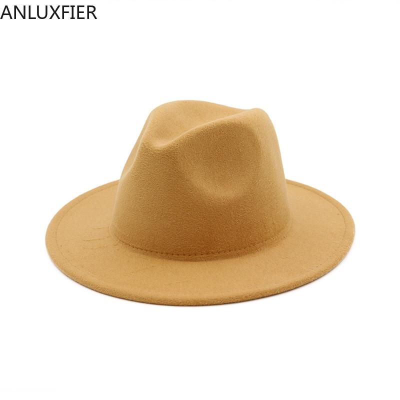 

X3004 Unisex Woolen Hat Women's Fedora Hat Fashion British Style Pepper Choking Mouth Caps Large Brimmed Light Board, White