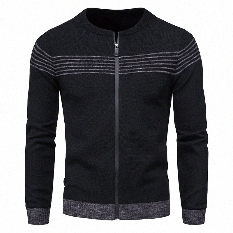 Men's Cardigan Striped Stylish Long Sleeve Sweater Cardigans Crew Neck Winter Black Dark Gray u3DA#