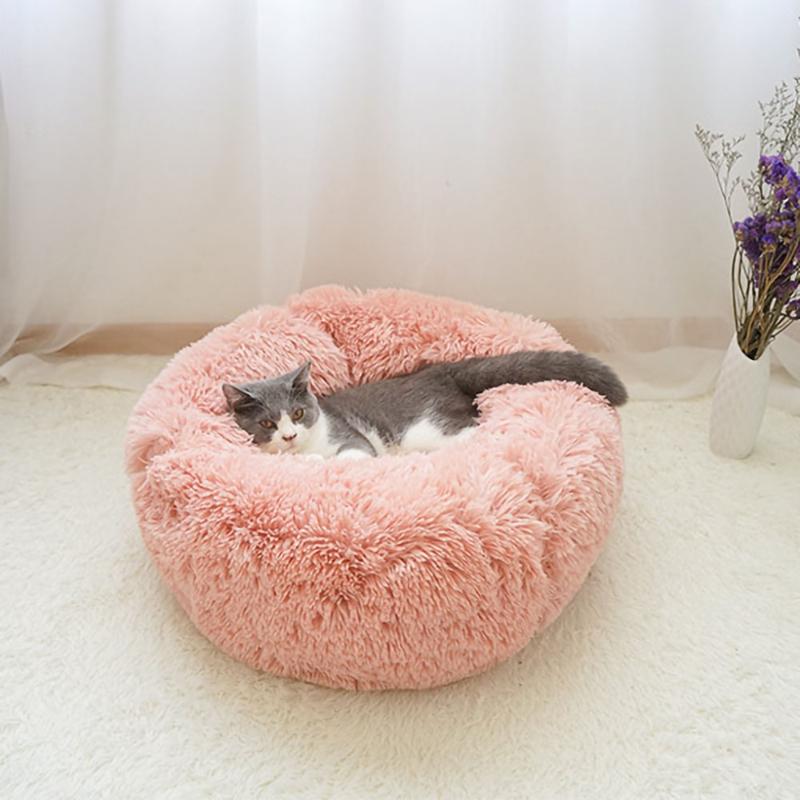 

Soft Long Plush Cat Bed House Round Pet Cat Cave Pet Dog Bed Winter Warm Sleeping For Small Dogs Cats Nest Puppy Mat
