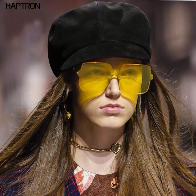 

New Square One Piece Lens Sunglasses Women Transparent Plastic Glasses Men Style Sun Glasses Clear Candy Color Brand Designer