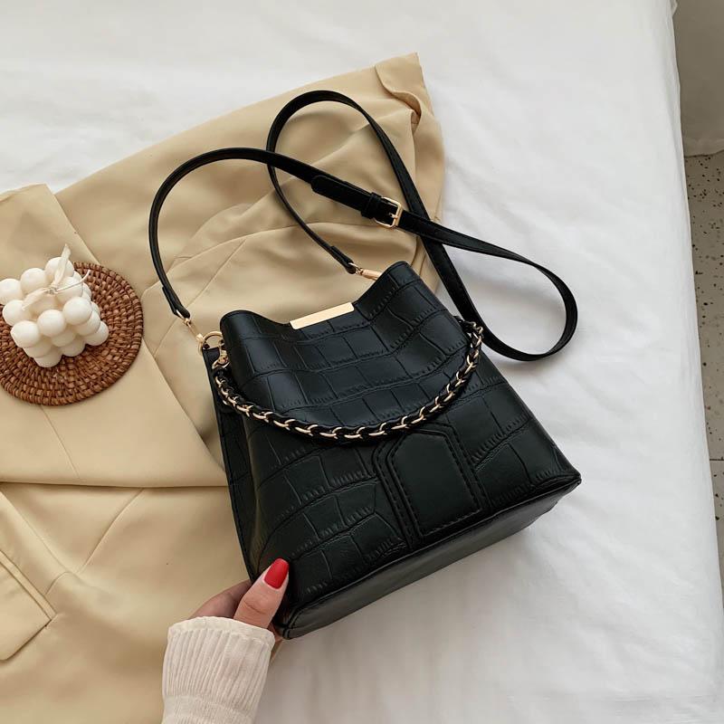 

Fashion Stone Pattern PU Leather Shoulder Bags For Women Bag 2021 Shoulder Handbags Woman Travel Lady Brand Bag, Black