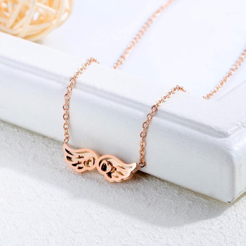 

Wing Charm Pendant Guardian Angel Wing Necklace in Stainless Steel Remembrance Jewelry Delicate Minimalist Necklace1