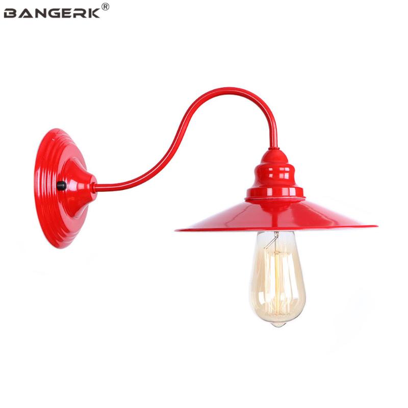 

Retro Red Sconce Wall Lamps Industrial Edison LED Wall Light Loft Decor Iron PVC Restaurant Bedside Home Lighting Luminaire