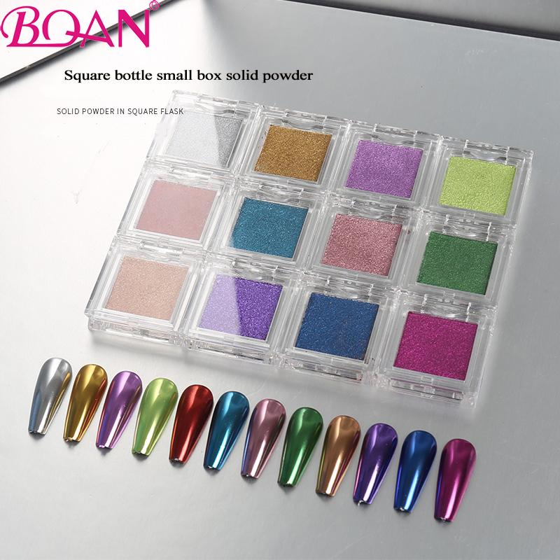 

BQAN 12 Colors Small Bottle Powder Nail Glitter Holographics Chrome Dust Sparkling Flakes Pigment Manicur Nail Art Decorations