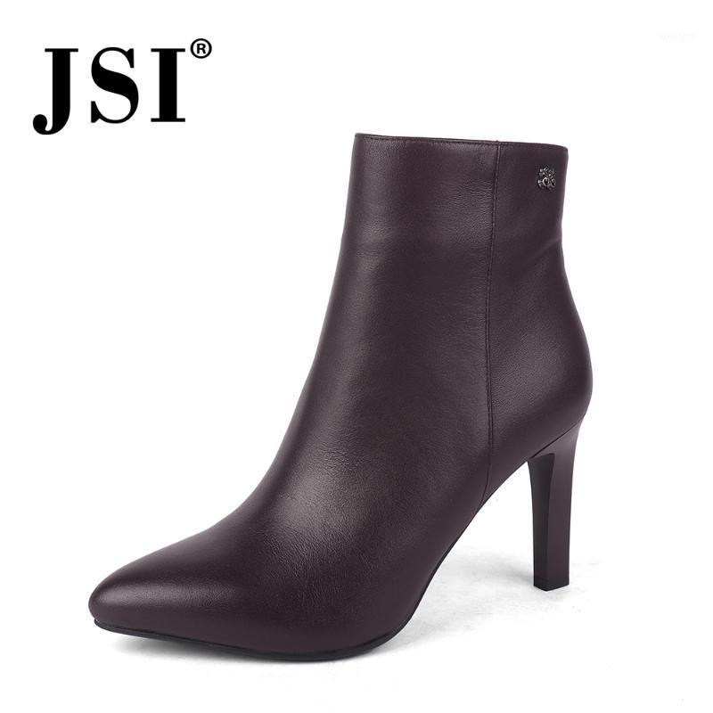 

JSI Winter Ankle Women Boots Pointed Toe Thin Heel Ladies Shoes Super High Heels Zipper Solid Handmade Basic Boots Women jc2191, Red