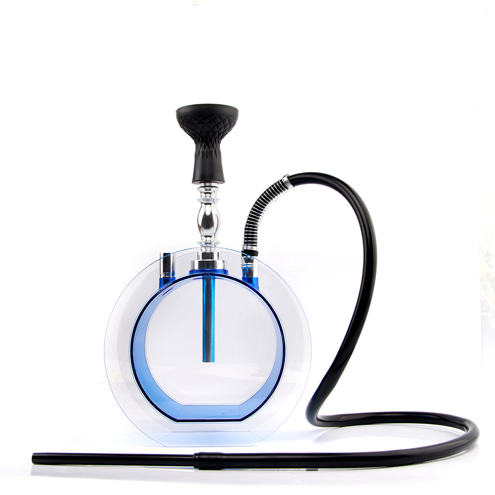 

Round single tube acrylic hookah water bongs Arabian acrylic hookah round pot set manufacturers supply