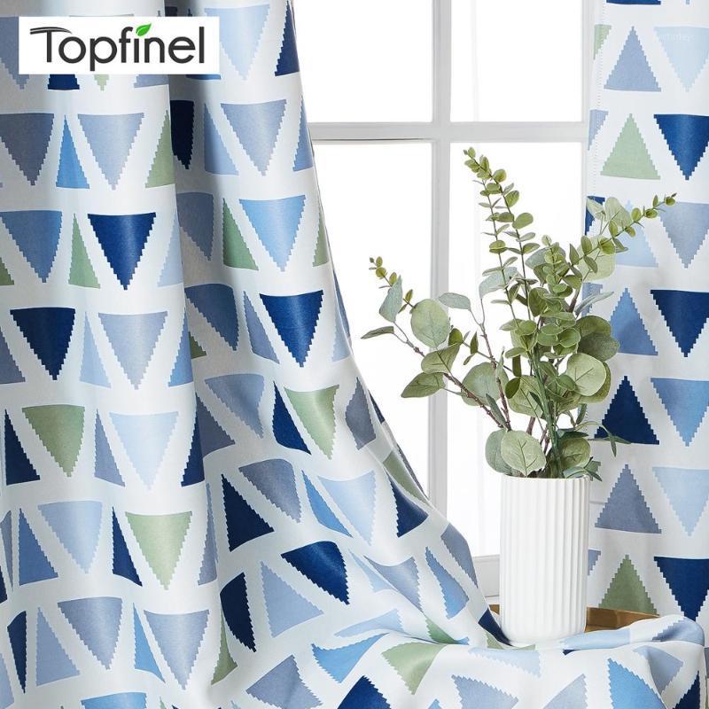 

Topfinel Geometric Triangles Blackout Curtains For Living Room Modern Bedroom Kitchen Printed Curtains Window Treatment Drapes1, Blue