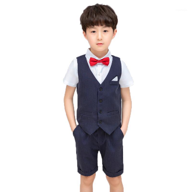 

2-12T Kids Summer Vest+Short +Tie Clothing Set Boys Formal Suit Gentleman Wedding Dress Children's Day Graduation Tuxedo Costume1, Purple 2pcs
