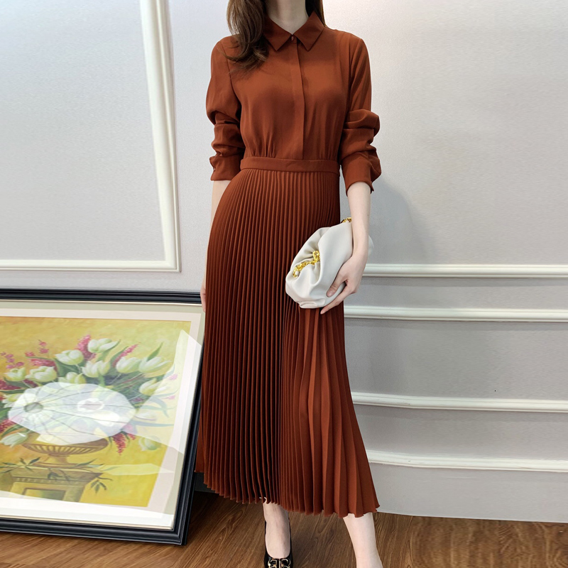 

2021 Spring New Single-breasted Thin Belt Adjustment Middle-length Temperament Fitted Shirt with High Quality Women's Clothes Xt23, Coral red