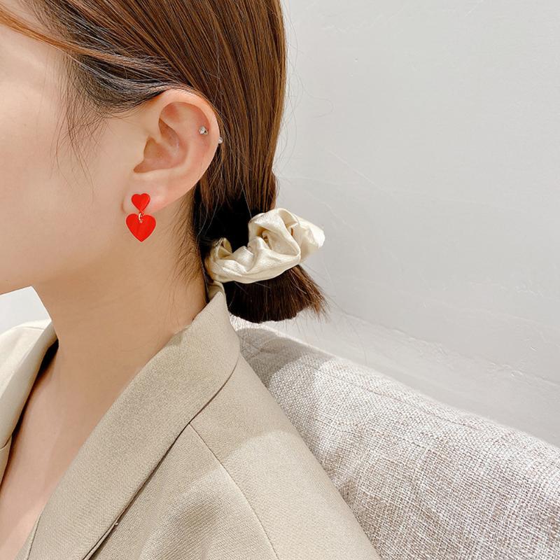 

Fashion Vintage Red Color Heart Geometric Earring for Women Girl korean designer stud earings fashion accessoires jewelry 2020