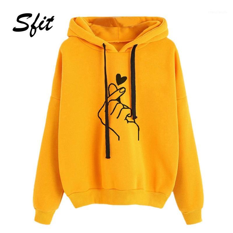 

Sfit Women' Casua T-shirt Solid Color Long-Sleeved Hooded Pullover Hooded Sweatshirts1, Yellow