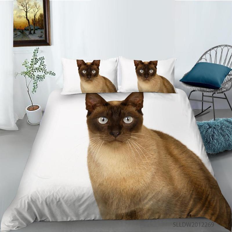 

3D Animal Cat Printed Modern Cute Bedding Set 2/3pcs Duvet Cover Microfiber Quilt Comforter Covers Single Double
