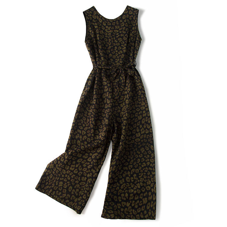 

2020 Wear New Summer Leopard Green Printing Sleeveless Pants Baggy Legs Culottes Silk K0018 Ma5z, See chart
