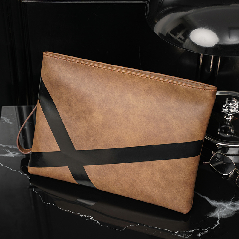 

mens shoulder bags street trend matte clutch wallet business solid color men leathers envelope bag large cross leather storage wallet Joker fashion handbag, Green