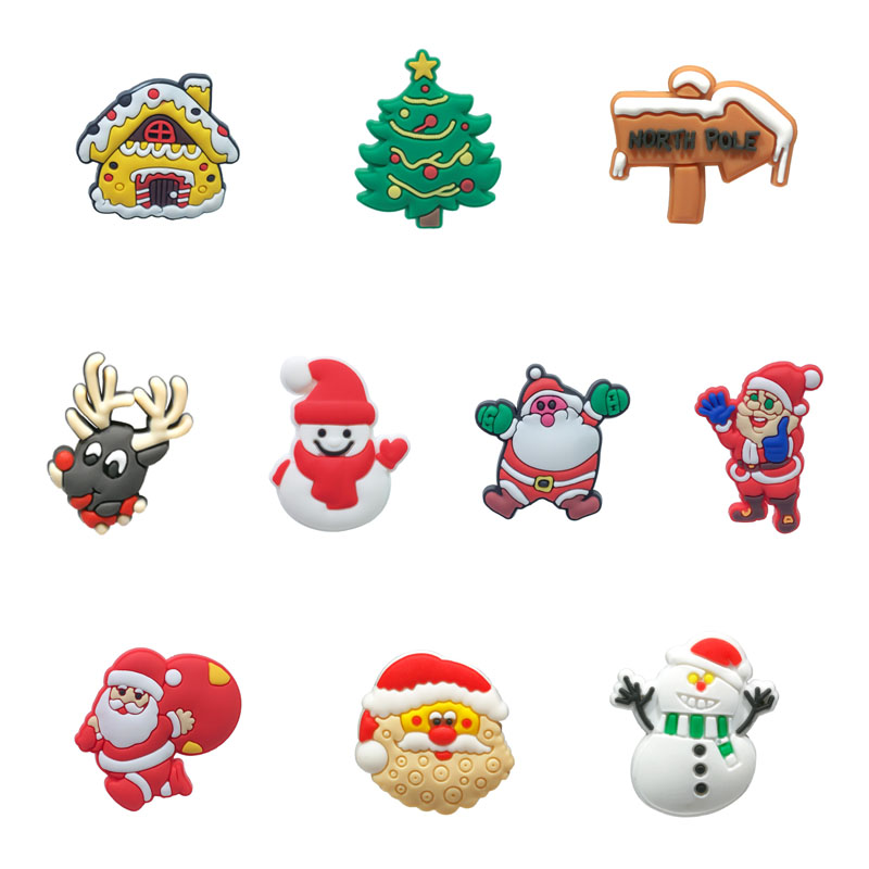 

moq=2lots Santa Claus shoe charms wholesale jibitz for croc soft rubber PVC charms accessories promotional, White;pink