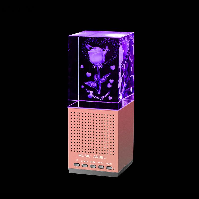 

Crystal Rose Bluetooth Speaker LED Crystal Wireless Speaker Mini Portable Loudspeaker Support TF Card Interior Decorating