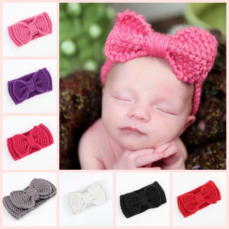 

Sweet Turban Ear Warm Headband Crochet Knitted Bow Hairband Head Wrap Hair Bands Accessories for Kids, 3 purple