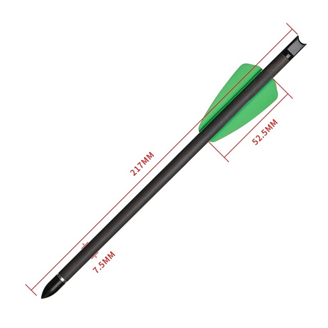 

New arrival hunting crossbow arrow 7.5 Inch pure carbon shaft arrows 2 inch green arrows feather
