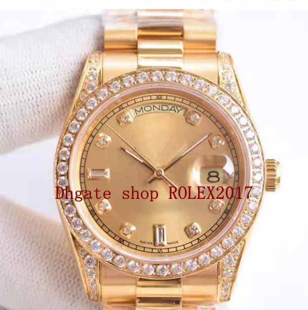 

Hot Selling Best Quality 36mm 118388 Day-Date Diamond Bezel Bracelet 18k Gold CAL.2813 Movement Automatic Mens Watches