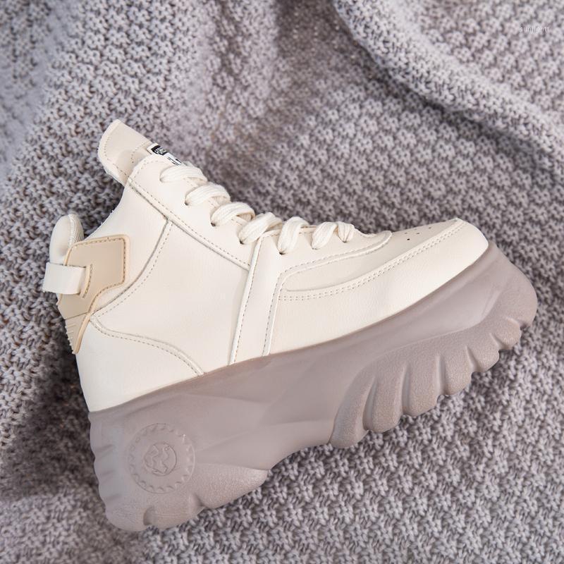 

Autumn Winter Women Ankle Boots 2020 Fashion Ladies Platform 6cm High Wedges Leather Casual Shoes Woman Chunky Shoes1, Beige