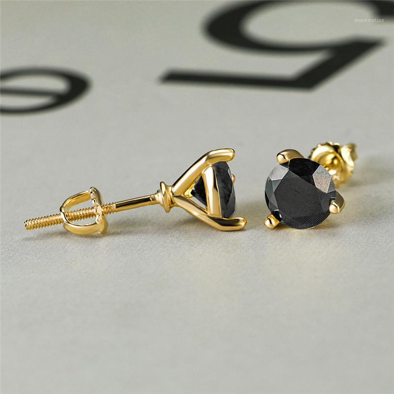 

RongXing 6MM Round Zircon Three Prong Stud Earrings for Women Vintage Yellow Gold Filled Rainbow Earring Multicolor Jewelry Gift1