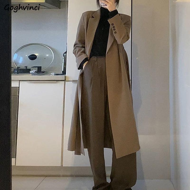 

Women Trench Coat Solid Simple Loose Slim Plus Size 4XL Korean Fashion Style Trendy Office Lady All-match Elegant High Quality, Black