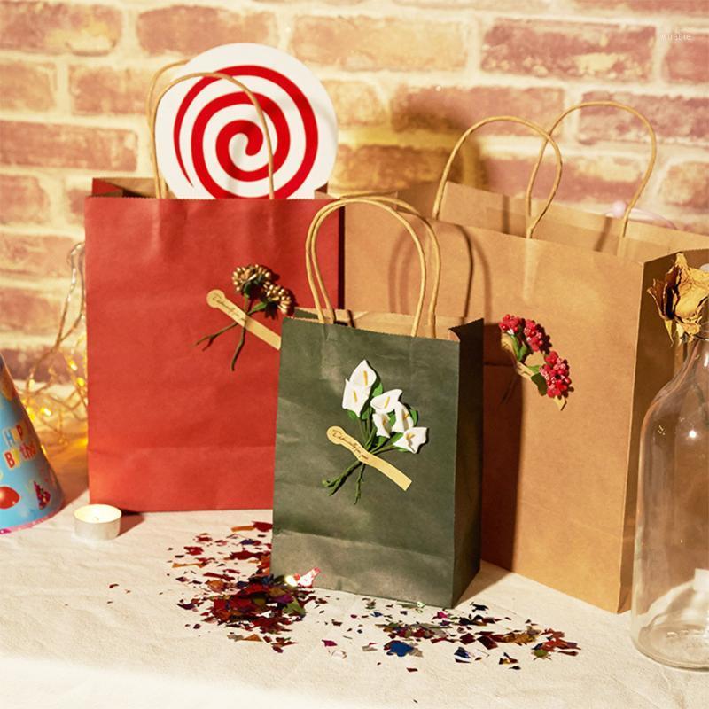 

4 Pcs Recyclable Christmas Kraft Paper Gift Bag With Handle Wedding Birthday Party Gift New Year Shopping Candy Package Bags1