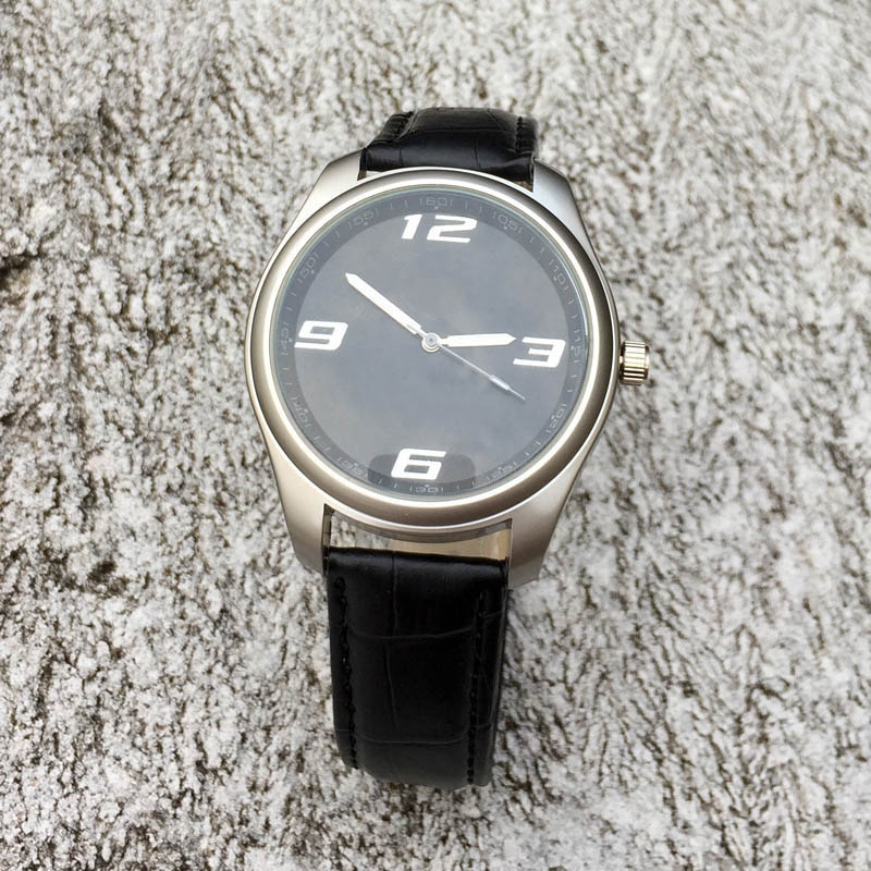 

Fashion men boy leather strap quartz wrist watch watches B02, Brown white