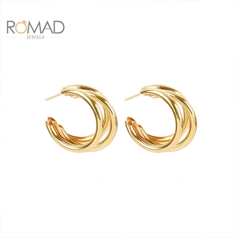 

ROMAD Hoop Earrings For Women Geometric Big Gold Retro Earrings Korean 2021 New Jewelry Wholesale Aretes De Mujer #P55