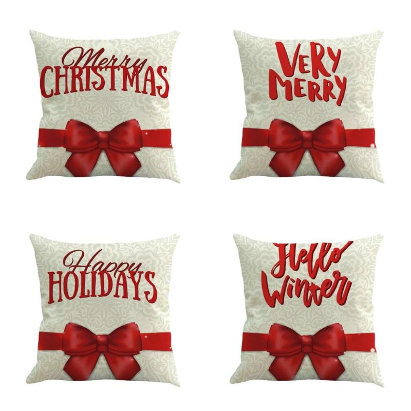 

Pillowcase Cushion Cover 2021 Merry Christmas Pillowcase Cotton Linen 45x45cm Home Bedroom Decor Hotel Car Seat F915