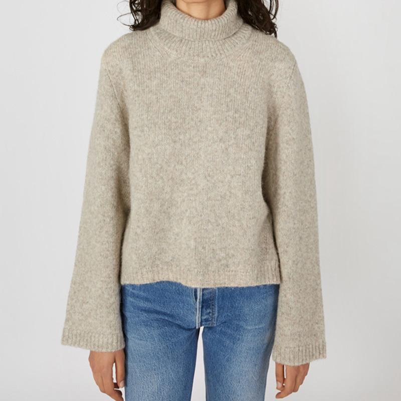 

Turtleneck women knit sweater autumn winter new long sleeve casual wild loose lady knit pullover sweater, As pic