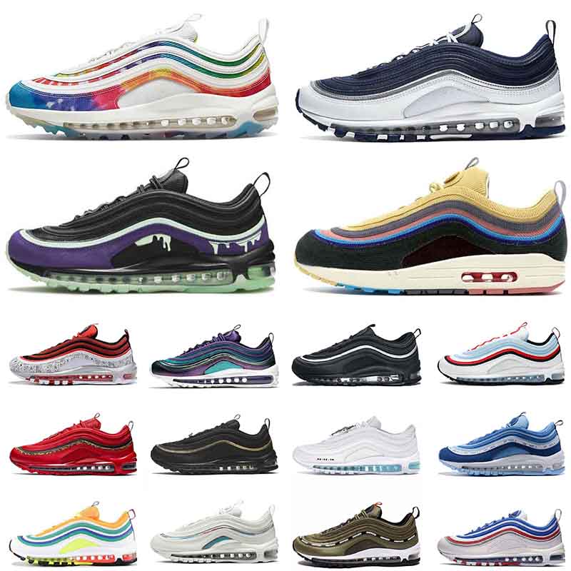 

2021 Cushions 97OG Mens Womens Running Shoes Sean Wotherspoon Triple White Sean Wotherspoon MSCHF x INRI Jesus Sports Trainers Sneakers, # silver iridescent 36-45