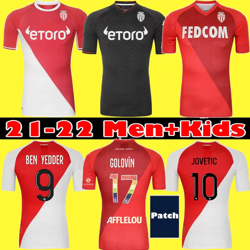 

2122 AS MONACO SOCCER JERSEYS JOVETIC maillots de foot 21 22 B.BADIASHILE BEN YEDDER FABREAGS GOLOVIN men kids FOOTBALL SHIRT