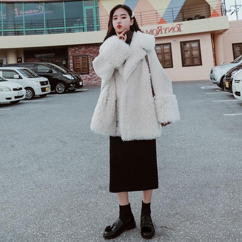 

2020 Winter Coat Women The New Loose Casual Faux Fur Collar Outerwear Warm Short Ladies Thick Warm Fur Coat Female Y199, White
