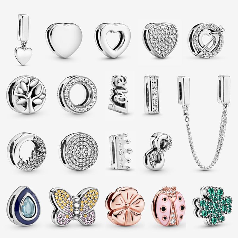 

Other Original 925 Sterling Silver Charms Reflections Clip Heart Butterfly Ladybird Beads Fit Bracelets Diy Jewelry For Women