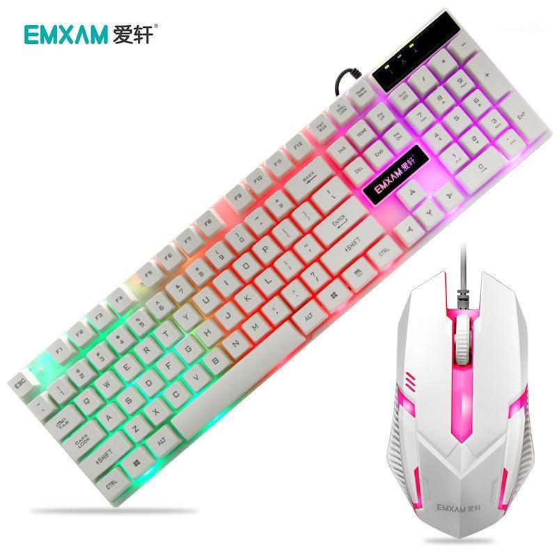 

emxam V5 Cable USB Shining Keyboard and Mouse KIT Computer Machinery Handfeel Backlight Keyboard and Mouse Set Accessories1