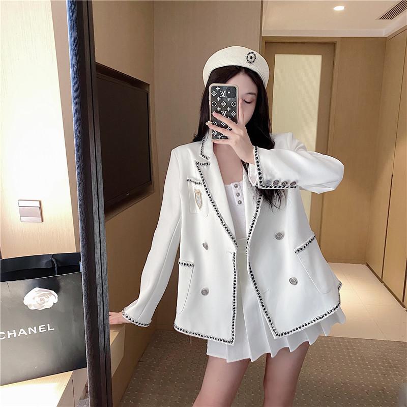 

Vintage Korean Women Blazer Casual Loose Elegant Simple Fashion Blazer Double Breasted Marynarka Damska Jacket Women DE50XZ, Picture color