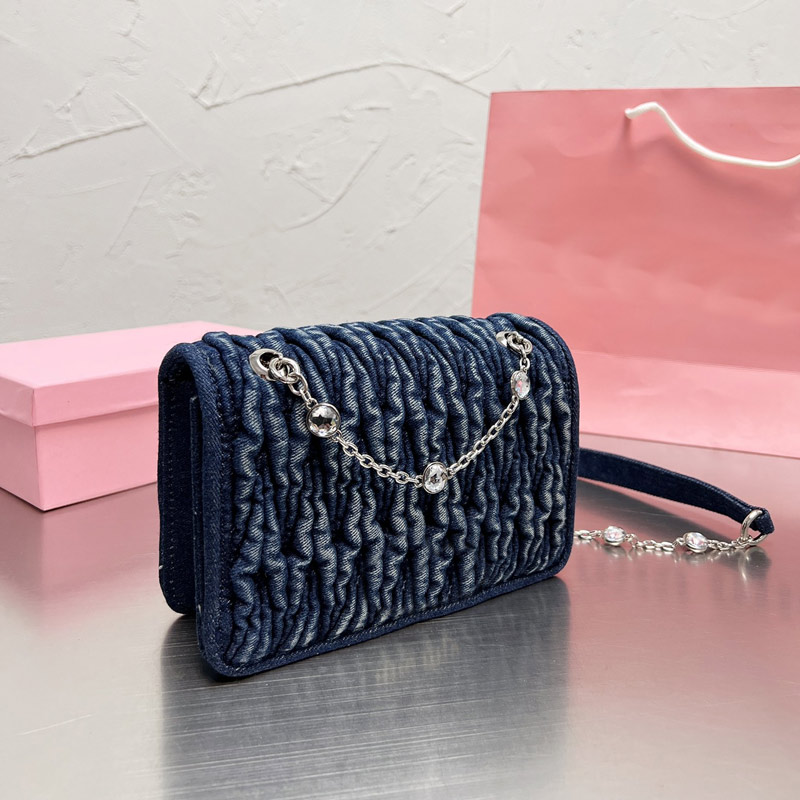

Tannin miu bag Denim Crossbody Bag Vintage Dinner Handbag Shoulder Bags Fold Flap Diamond Messenger Bag Accessories High Quality Wallets ZAME