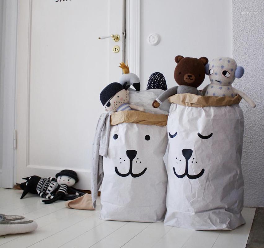 

Children's Room Eco-Friendly Toys Storage Bag Home Debris Double Kraft Paper Bag Clothing Organizer Photo Props Interior Decor1