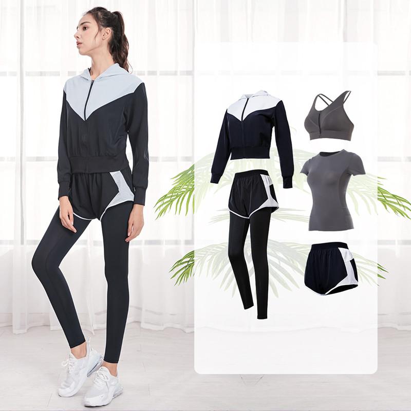 

2021 New 5pcs/set Sports Workout Yoga Set Women Gym Clothing Outfit Sportswear Outdoor Running Training Fitness Jogging Suits, Vtc10141