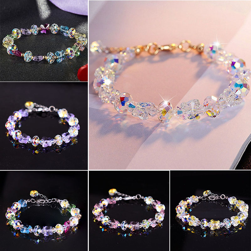 

Trendy Colorful AB Butterfly Crystal Beaded Bracelets Women Sweet Temperament Handwork Bracelet Charms Jewelry 12 styles