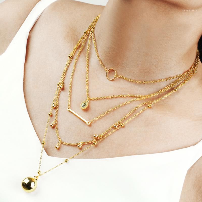 

Bohemian Natural Crystal Chain Necklaces Pendants for Women Vintage Multi Layer Jewelry Collar1